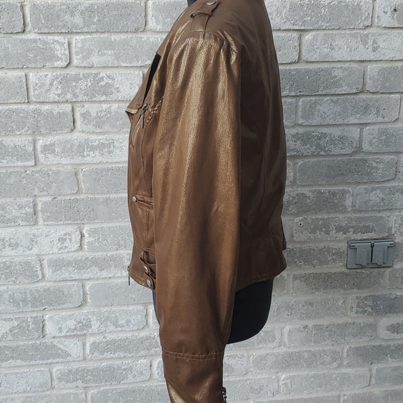 Bisou Bisou Jacket Size XL Coper Brown Biker Bomber Moto - Picture 7 of 14